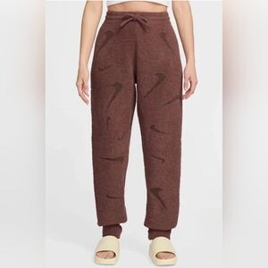 Nike Phoenix Cozy Knit Boucle Pants Brown Oversized Joggers Size S .